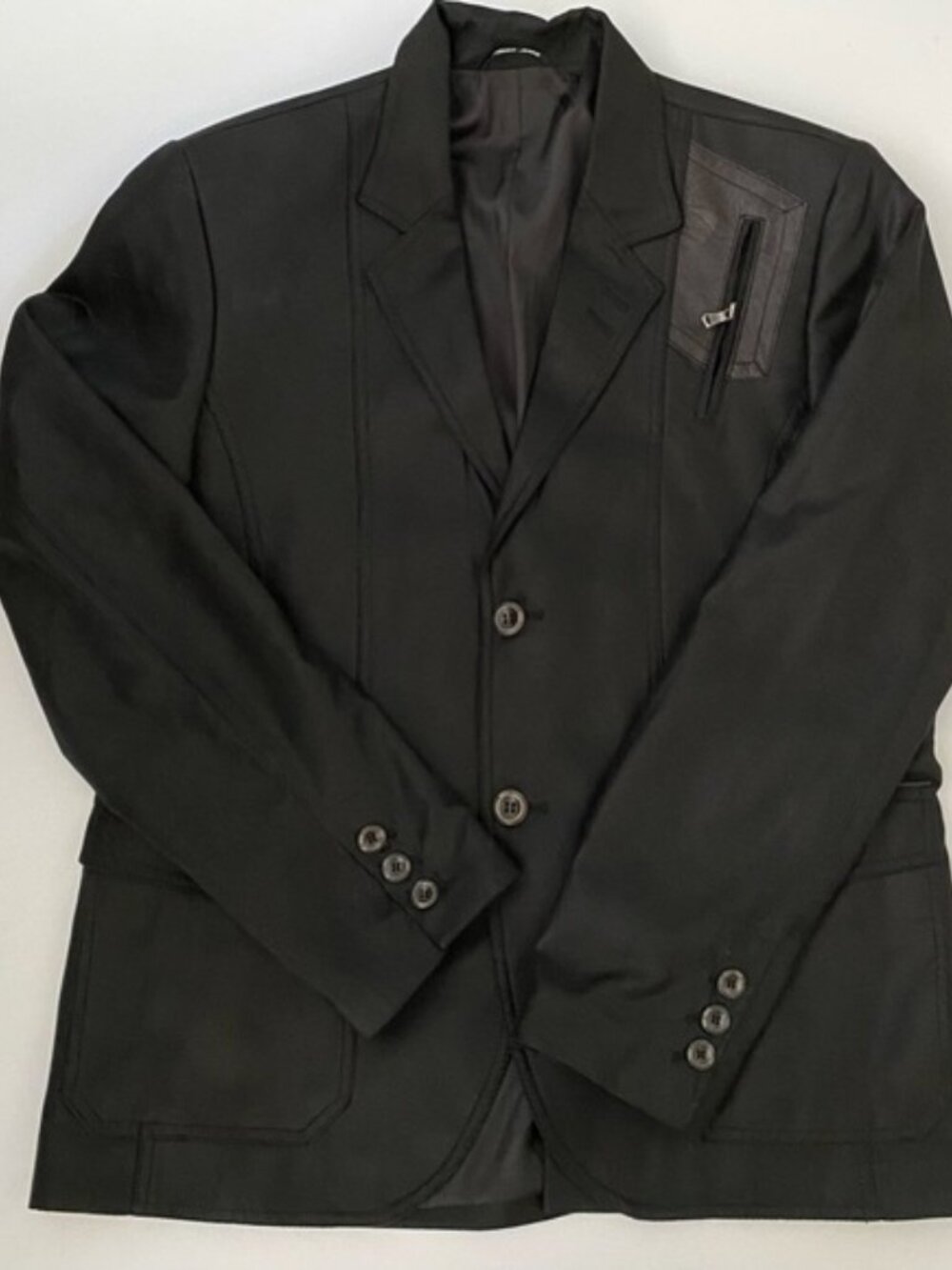 Mondo Menswear Jacket Blazer Black Zipper Leather Accent New size X-Large - Picture 3 of 14